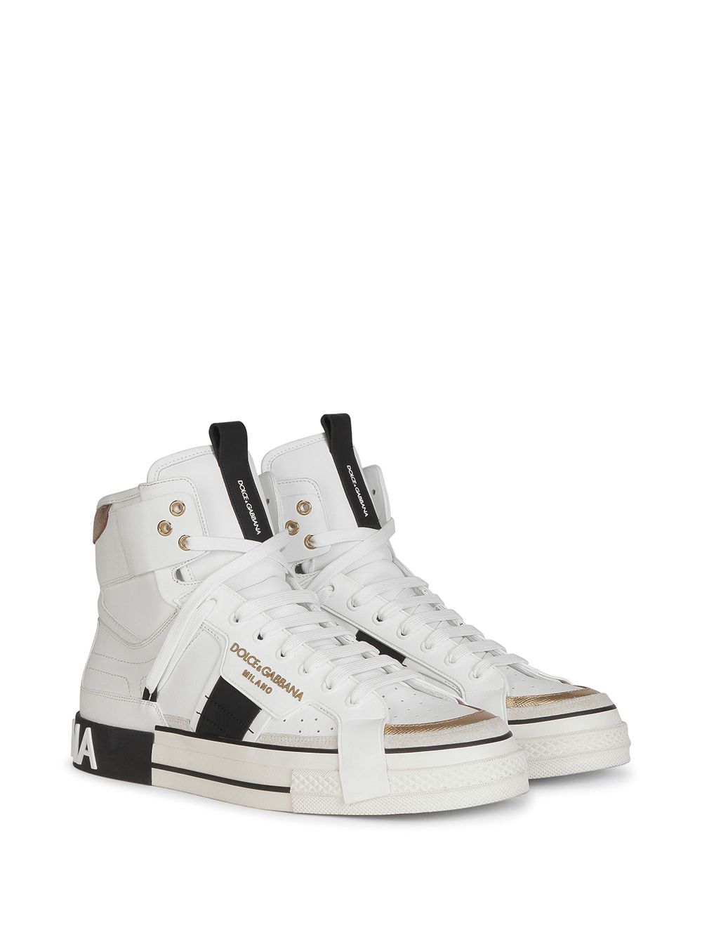 Dolce Gabbana Custom 2 Zer0 Panelled High Top White Black