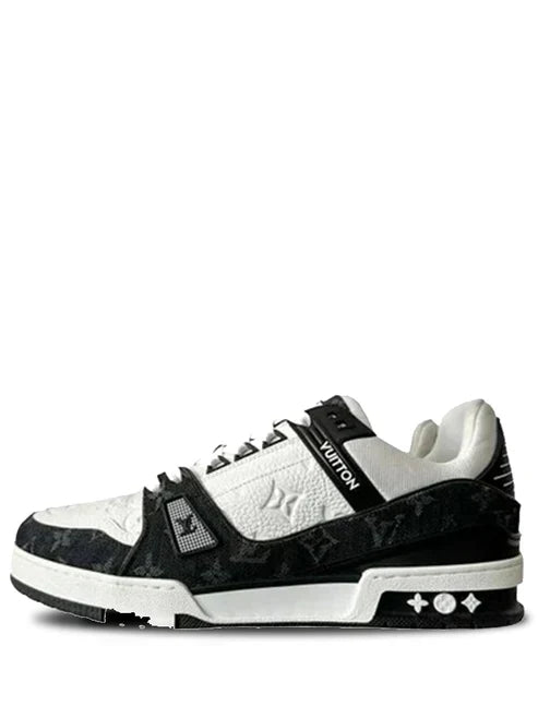 Louis Vuitton Trainer Monogram Denim White Black Leather Shine