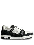 Louis Vuitton Trainer Monogram Denim White Black Leather Shine