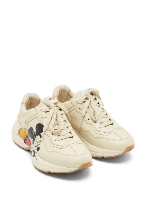Guccii. Disney x Mickey Mouse Rhyton Sneakers Cream Leather