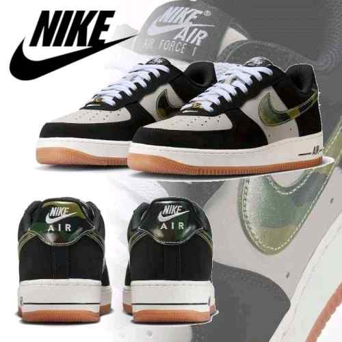Nikee AirForce 1 Low Black Patent Camo Swoosh 337