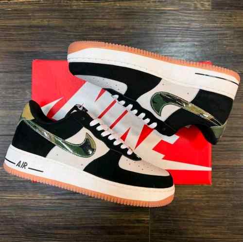 Nikee AirForce 1 Low Black Patent Camo Swoosh 337